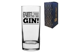 Novelty Engraved/Printed HiBall Gin and Tonic Vodka Glass - Gym?! I Thought You Said Gin! - Black with Message