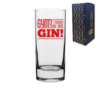 Novelty Engraved/Printed HiBall Gin and Tonic Vodka Glass - Gym?! I Thought You Said Gin! - Red