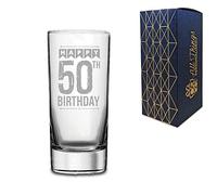 Novelty Engraved/Printed HiBall Gin and Tonic Vodka Glass - Happy 50th Birthday - Engraved
