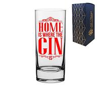 Novelty Engraved/Printed HiBall Gin and Tonic Vodka Glass - Home is Where The Gin is - Red