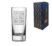 Novelty Engraved/Printed HiBall Gin and Tonic Vodka Glass - Tomorrows Forecast 99% Chance of a Hangover - Engraved with Message