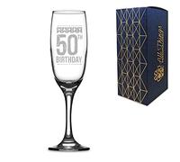 Novelty Engraved/Printed Prosecco Champagne Flute - Happy 50th Birthday - Engraved