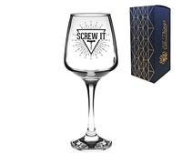 Novelty Engraved/Printed Tallo Wine Glass - Screw it! - Black