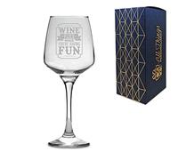 Novelty Engraved/Printed Tallo Wine Glass - Wine Flies When You're Having Fun - Engraved with Message