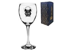 Novelty Engraved/Printed Wine Glass - It's Wine O'Clock - Black