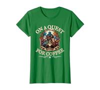 Novelty Fantasy RPG Character Quest T for Coffee Lover T-Shirt, Women, Kelly Green, X-Small