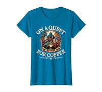 Novelty Fantasy RPG Character Quest T for Coffee Lover T-Shirt, Women, Sapphire Blue, X-Small