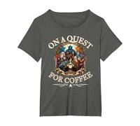 Novelty Fantasy RPG Character Quest T for Coffee Lover T-Shirt, Women's Plus, Asphalt Grey, 5X