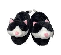 Novelty Faux Fur Slippers - Carrie the Cat Aroma Home Black One Size