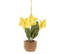 Novelty Felt Daffodil Pot Easter Decoration, Small Wool Spring Flower, Novelty Handmade Hanging Ornament