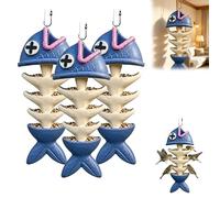 Novelty Fish Bone Hanging Bird Feeder, Unique 3D Printed Multi-Tier Wild Bird Feeder & Birdbath, Fish Skeleton Design Outdoor Hanging Feeders Tray, Novelty Garden Decor Gift for BirdLovers (3pcs)