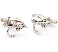 Novelty Fishing Hook Tackle Float Bait Cuff Link & Gift Box In Polished Stainless Steel By Onyx Art - CK179