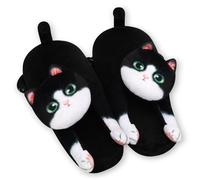 Novelty Fluffy Cat Slippers for Women, Funny Cute Animal Warmies Winter House Slippers Socks, Christmas Halloween Gifts for Cat Lovers
