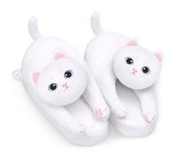 Novelty Fluffy Cat Slippers for Women Indoor and Outdoor, Funny Cute Animal Warm Warmies Winter House Slippers Socks, Christmas Halloween Slippers Gifts for Womens Ladies Teenage Girls Cat Lovers