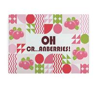 Novelty Food Pun Glass Worktop Saver - Large Smooth Kitchen Chopping Board with Non-Slip Feet 39cm x 28.5cm (15" x 11") - Cranberries