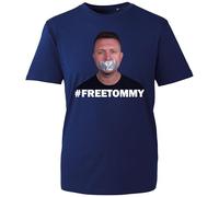 Novelty Free Tommy T-Shirt, Funny Tommy Robinson Support Protest Free Speech Shirt, Gift Unisex Tee Top (Navy, L Years)