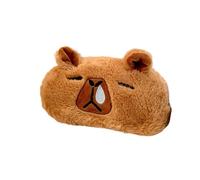 Novelty Funny Calm Down Soft Plush Brown Capybara Big Mouth Green Frog Soft Stuffed Surface Fluffy Clothes Zipper Pencil Box Pencil Case Pencil Storage Holder Pouch Pen Bag -Snival Capybara
