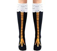 Novelty Funny Crazy Chicken Feet Socks Knee-High Turkey Socks Funny Gifts, Yellow, Medium