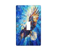 Novelty Funny Eagle Decorative Light Switch Cover Plate 1 Gang Single Toggle, Cool Stained Glass Hawks Electrical Faceplate for Kitchen Bathroom, Falcons Switchcover Decor