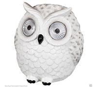 Novelty Garden Decoration Owl with Solar Ultra bright Led Light Eyes 15cm - White