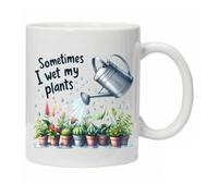 Novelty Gardening Mug Funny Pun ' Sometimes I Wet My Plants' Comes Boxed Ready for Gifting Home or Office Reusable and Washable Ceramic