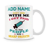 Novelty Gift for Doctor and Nurses - I Stab People with Sharp Objects - Personalised Mug