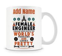 Novelty Gift for Female Engineer - Solves Problems and Looks Pretty - Personalised Mug