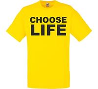 Novelty Gifts Choose Life Yellow T-Shirt & Black Text Retro 80s 1980s Party Fancy Dress SS6 Wham