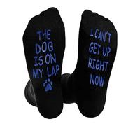 Novelty Gifts for Men Funny Socks - “The Dog Is on My Lap I Can’t Get Up” Gaming Socks with Blue Rubber Letters - Birthday Gifts for Dad, Boyfriend, Husband, Teenage Boys, Christmas, Father’s Day