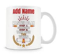 Novelty Graduation Gift - Step 1. Graduate Step 2. Take Over The World - Personalised Mug