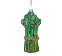 Novelty Green Glass Asparagus Bauble, Retro Fun Vegetable Food Bauble, Bunch of Asparagus Hanging Kitsch Christmas Tree Decoration, Fun Green Bauble, Xmas Gift Stocking Filler