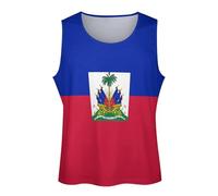 Novelty Haiti Flag Printed Men's Sleeveless Shirt Workout Training Tank Tops Gym Quick-Drying Running Athletic Muscle Vest Sports T-Shirt for Men, 5XL