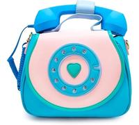 Novelty Handbags, Fun Shaped Purse Chain Strap Glitter Holo Tween Style (Ring Ring Phone - Mermazing Blue)