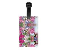 Novelty Hummingbird Print Luggage Tags with Full Back Privacy Cover â€“ Durable PVC ID Labels for Suitcases & Backpacks