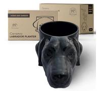 Novelty Labrador Retriever Dog Head Planter w/Drainage, Yellow, Black, Chocolate Lab Mom Dad Gift, Ceramic Pot (Black)