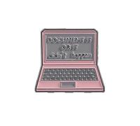 Novelty Laptop Computer Brooch Pink Enamel Pins for Women Statement Creative 'Document It or It Didn't Happen' Letter Cartoon Lapel Pin Brooches Jacket Backpacks Bags Clothing Badge Accessories, One