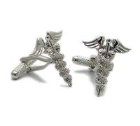 Novelty Mens Cufflinks - Doctor Caduceus Symbol Design
