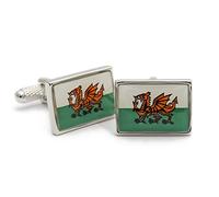 Novelty Mens Cufflinks - Welsh Wales Dragon Flag