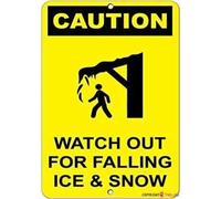 Novelty Metal Warning Sign Caution Watch Out For Falling Ice & Snow Hazard Metal Sign Plaque Poster 8X12 Inch