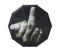 Novelty Middle Finger Umbrella, Funny Black Automatic Folding Travel Umbrella for Sunny and Rainy Universal 96 cm (Black, 1PC)