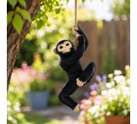 Garden Mile Hanging Monkey Garden Ornament - Swinging Resin Tree Decoration with Rope - Novelty Animal Sculpture for Indoor & Outdoor Use, Patio, Lawn, Yard & Home Décor (Hanging Monkey)