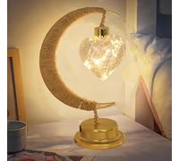 Novelty Moon Lamp for Home Bedroom Ramadan Decorations,Decorative Enchanted Lunar Crescent Ramadan Table Lamps Battery Operated or Usb Powered LED Nightstand Nursery Light for Kids and Wifes