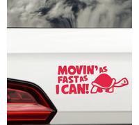 Novelty Movin As Fast As I Can Funny Car Stickers - Waterproof Decals - Long Lasting - Vans, Campervan, New Driver, Bumper (Red)