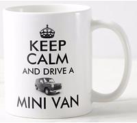 Novelty Mug : Keep Calm and Drive A Mini Van : Classic car Austin Morris Rover British Leyland bl BMC blmc car Van or Pick up & Carry on Mugs - REF M26