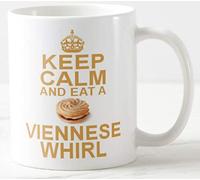 Novelty MUG ≈ KEEP CALM AND EAT A VIENNESE WHIRL ≈ finger cake whirls biscuit biscuits - carry on secret santa gift mugs