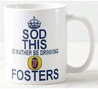 Novelty Mug ≈ SOD This I'd Rather BE Drinking Fosters ≈ Amber Nectar Australian Lager Beer Cider - Keep Calm and Carry on Style Mugs - REF M290