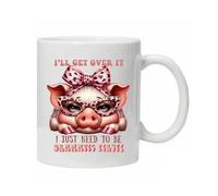 Novelty Mugs Funny Farm Pig Quote Ceramic Mug Various Designs Washable Reusable Boxed Ready for Gifting Drinkware Tumbler (I'll Get Over it I just Need to Be Dramatic First)