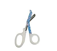 Novelty Nurse 18cm Bandage Scissors with Blue Bubble Design on Blades and White Handle