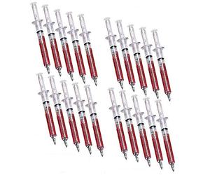 Novelty Nurse 20 fake 'Blood' Syringe Pens Black Ink Bulk Value Pack with Refills