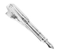 Novelty Pen Shape Tie Clip for Men, Copper Silver Suit Accessory | Lightweight Secure Grip, Protects Fabric and Helps Prevent Slipping, for Interviews and Client Visits